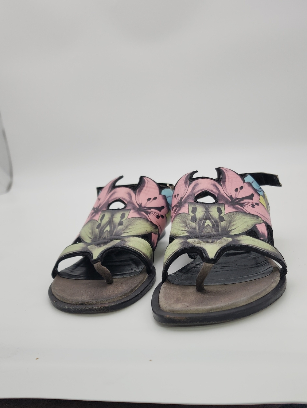 Pierre Hardy Rare 2015 Archive Floral Graphic Leather Cutout Sandals Lily Sz 38